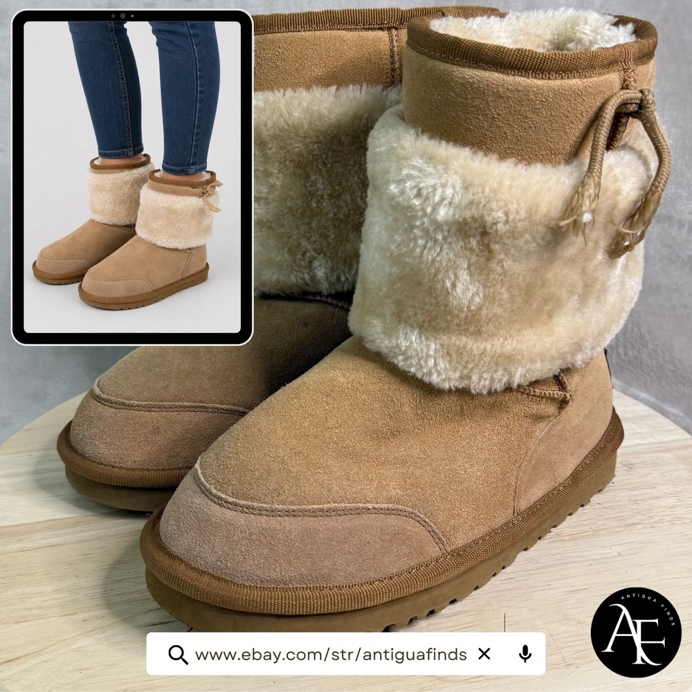 UGG Australia Classic Short 5899‎ Chestnut Suede Shearling Boots Womens 6